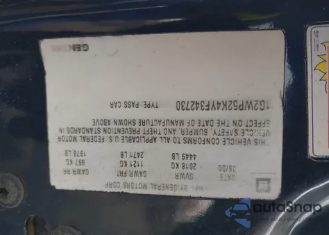 2003 Pontiac Grand Prix Gt z USA, uszkodzony, nr VIN 1G2WP52K73F167267